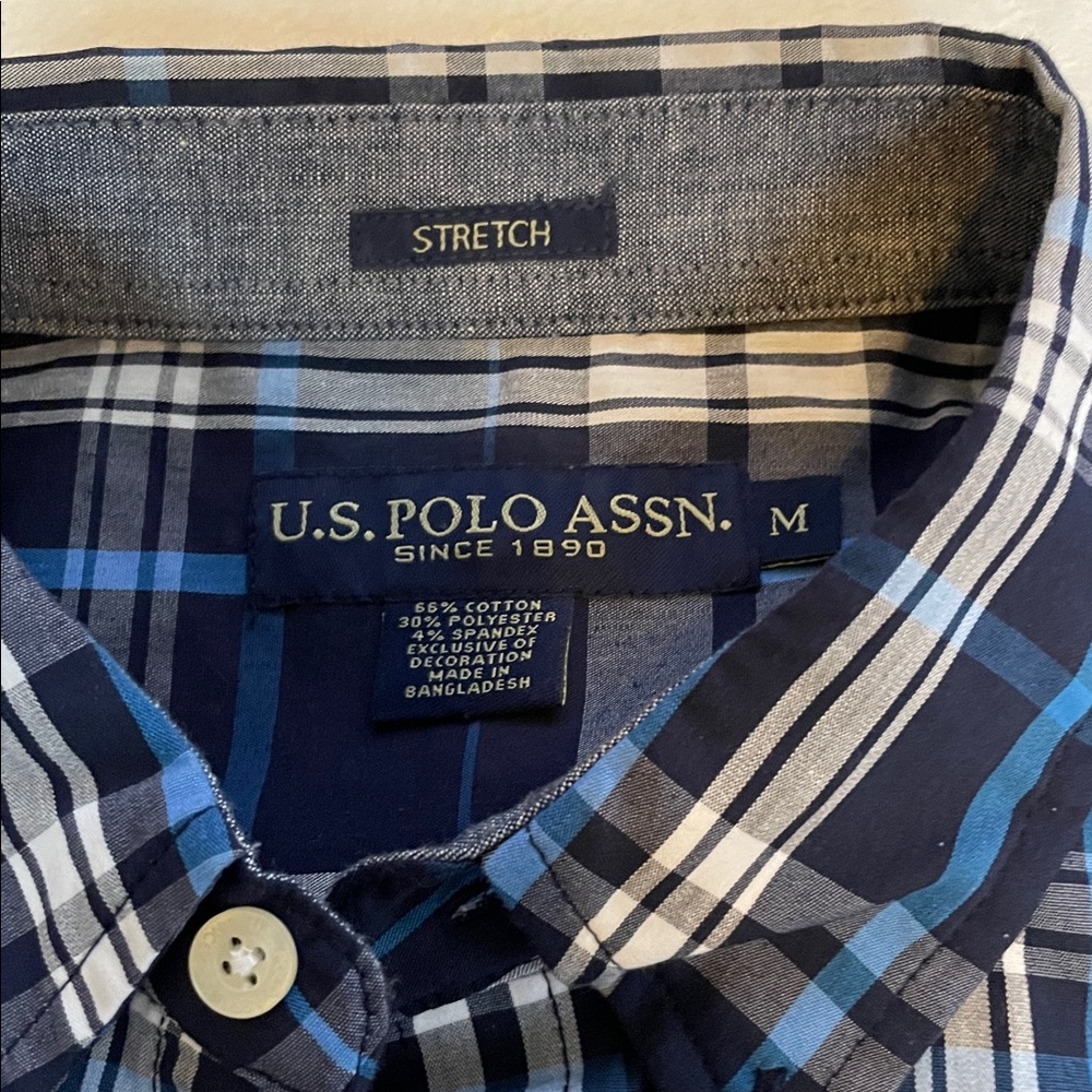 U.S. Polo Assn. Navy and White‎ Plaid Shirt - Picture 2 of 5